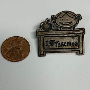 I Love Teaching Brooch sterling silver 925 Mexico EFS